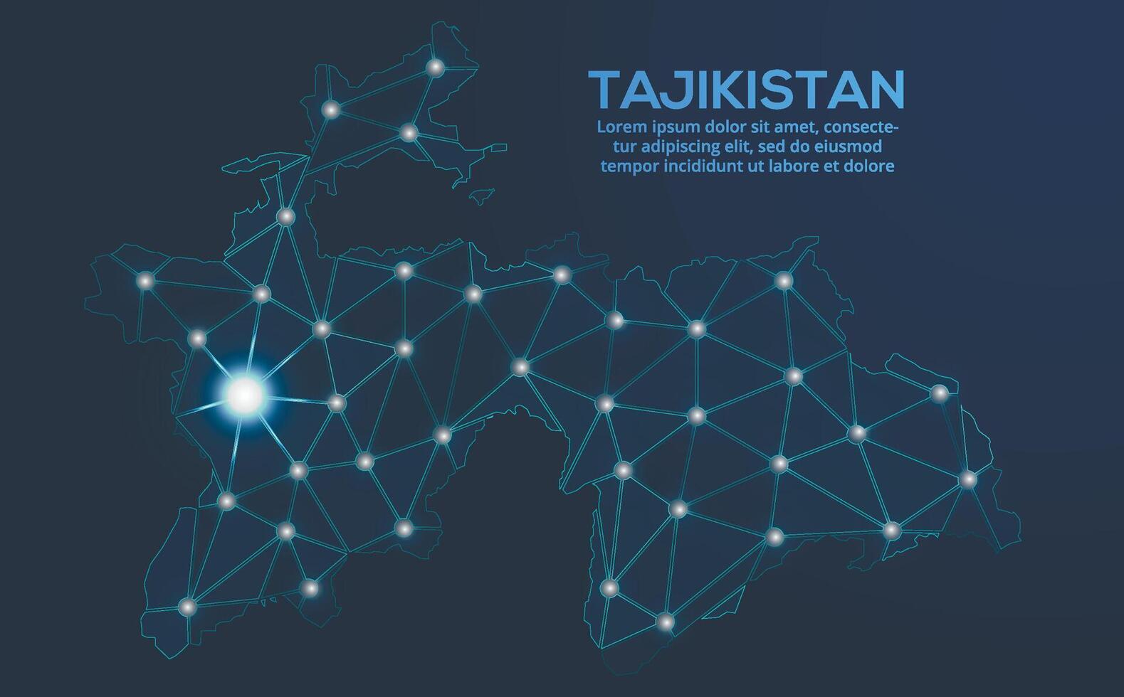 Communication network map. image of a low poly global map with city lights. Map in the form of lines and dots vector