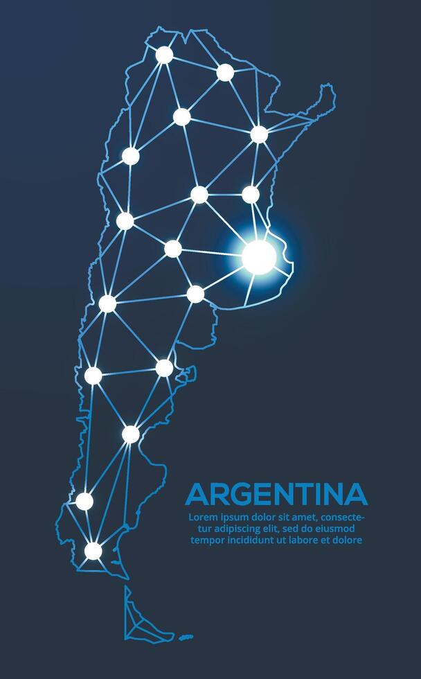 Communication network map. image of a low poly global map with city lights. Map in the form of lines and dots vector
