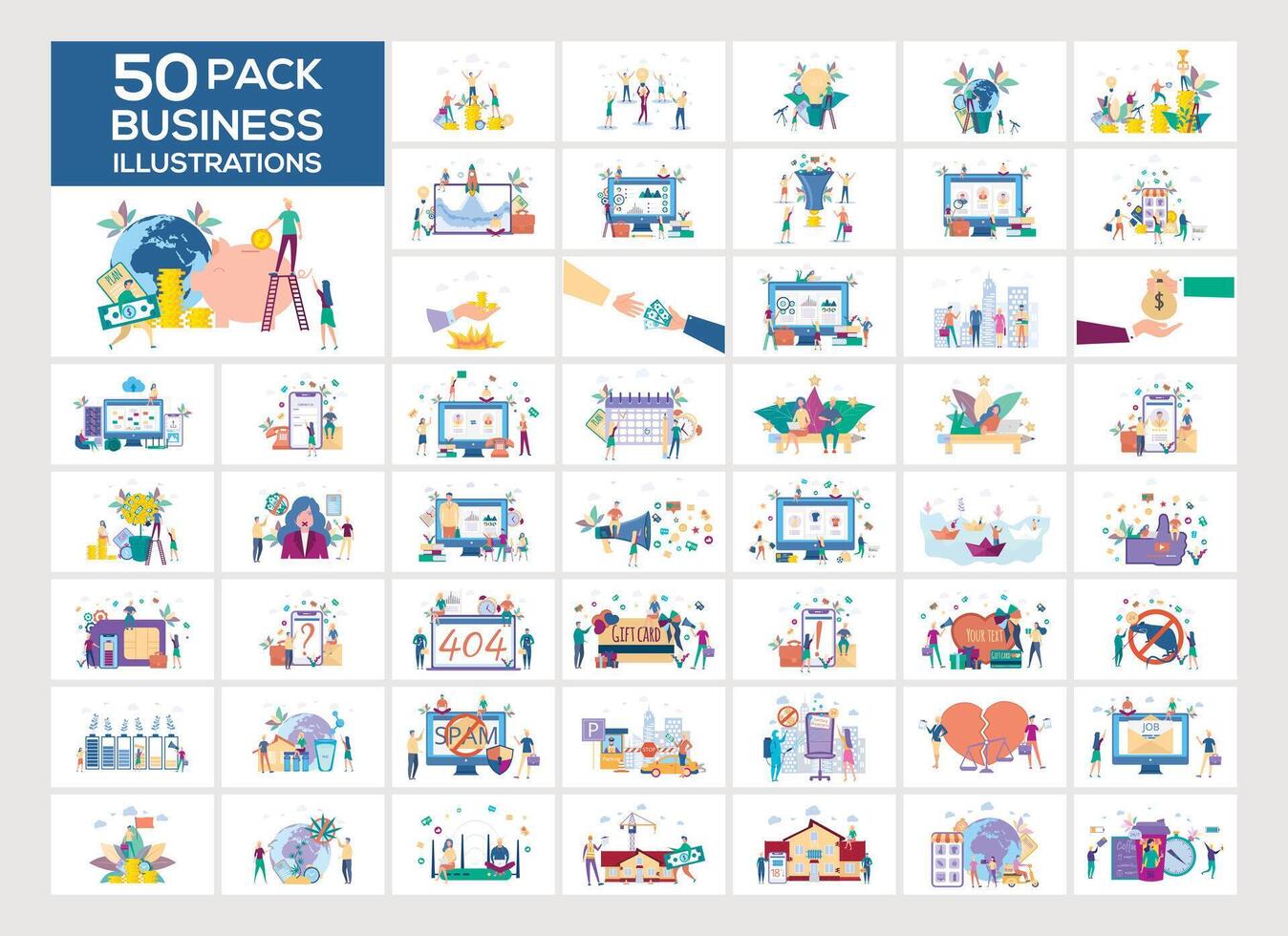 Set Illustration. Business and start up concepts flat people illustrations vector