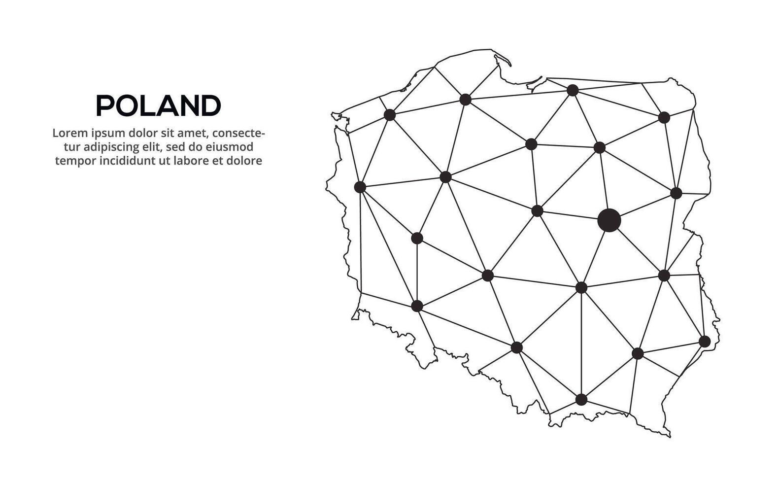 Communication network map. image of a low poly global map with city lights. Map in the form of lines and dots vector