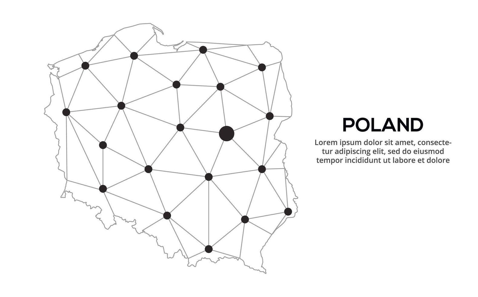 Communication network map. image of a low poly global map with city lights. Map in the form of lines and dots vector