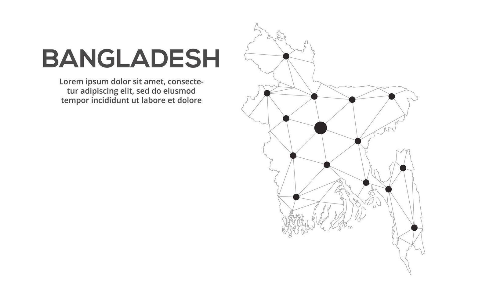 Communication network map. image of a low poly global map with city lights. Map in the form of lines and dots vector