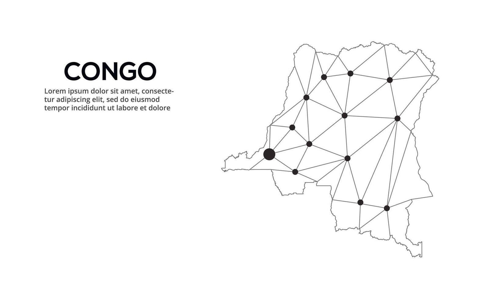 Communication network map. image of a low poly global map with city lights. Map in the form of lines and dots vector
