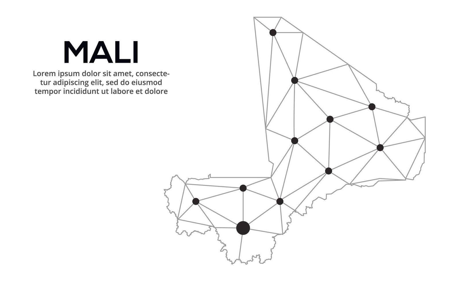 Communication network map. image of a low poly global map with city lights. Map in the form of lines and dots vector