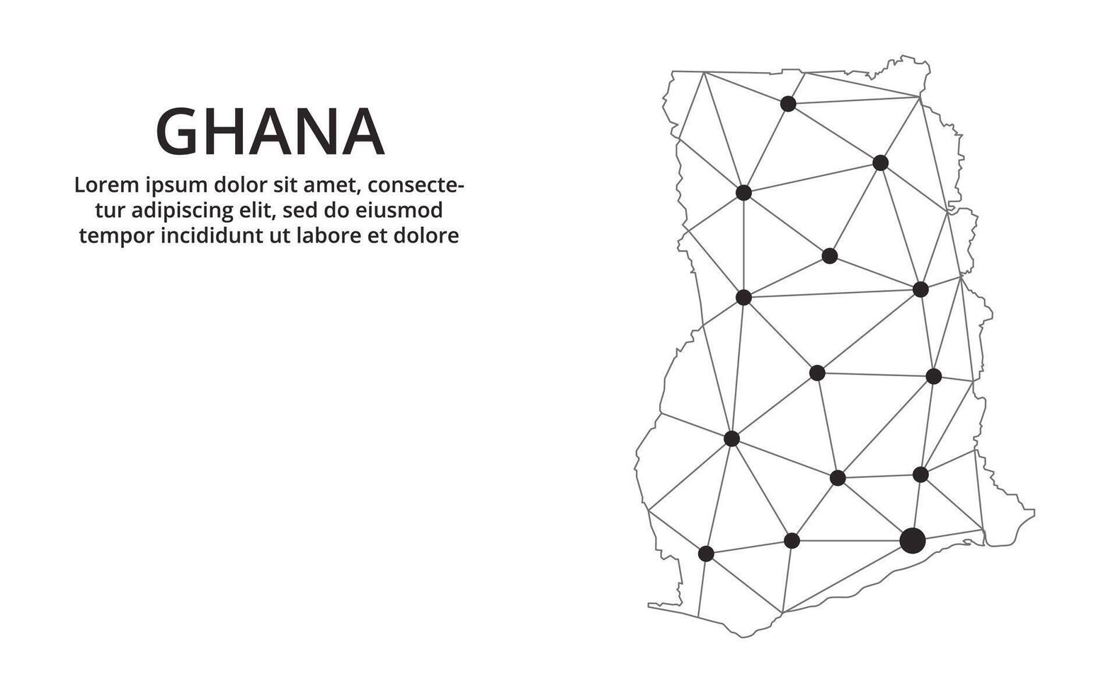 Communication network map. image of a low poly global map with city lights. Map in the form of lines and dots vector