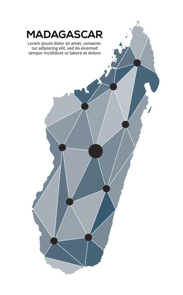 Communication network map. image of a low poly global map with city lights. Map in the form of lines and dots vector