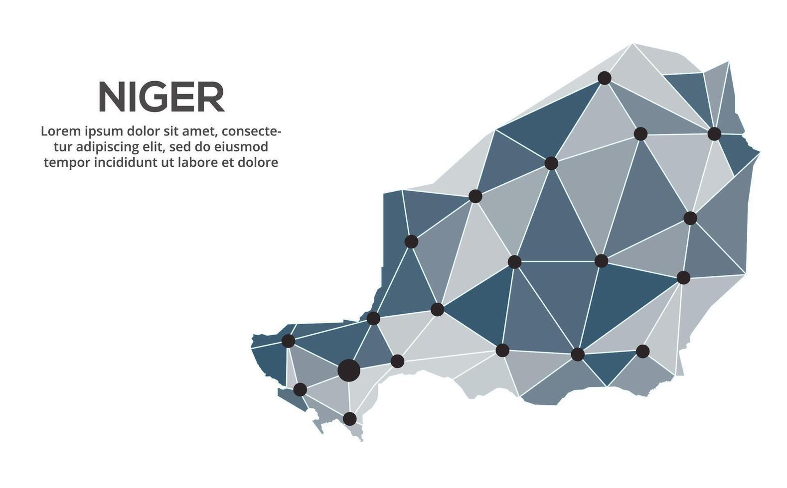 Communication network map. image of a low poly global map with city lights. Map in the form of lines and dots vector