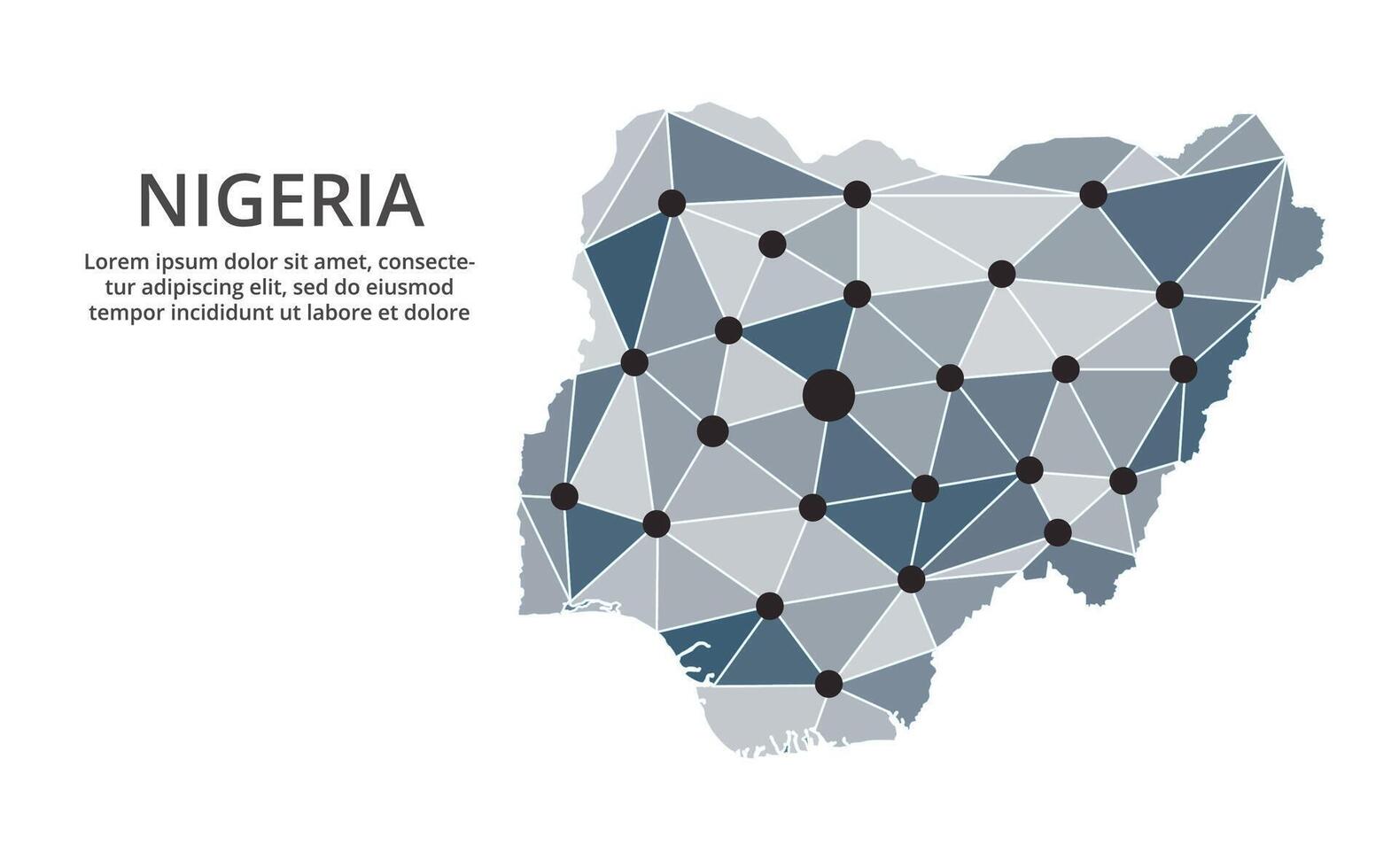 Communication network map. image of a low poly global map with city lights. Map in the form of lines and dots vector