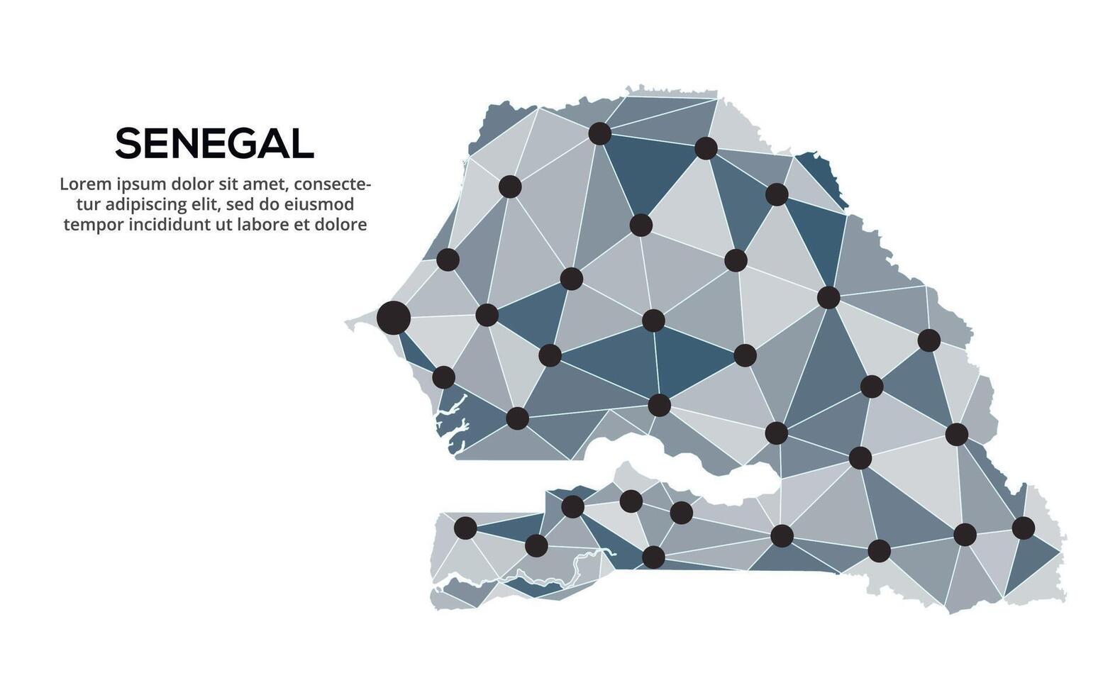 Communication network map. image of a low poly global map with city lights. Map in the form of lines and dots vector