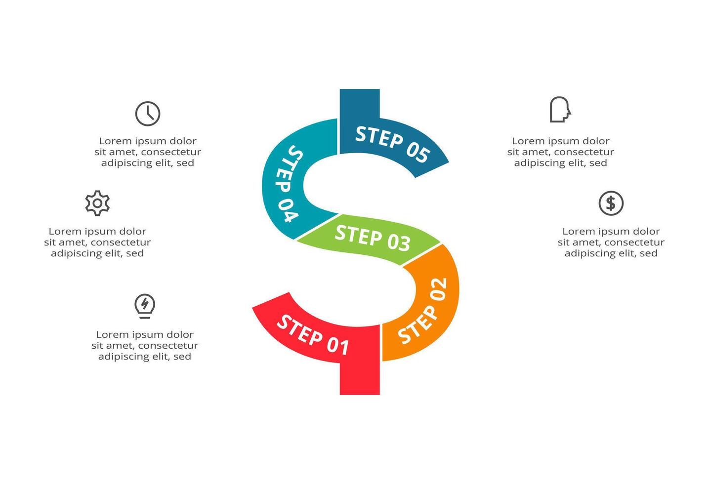 Creative concept for infographic with 5 steps, options, parts or processes. Business data visualization. vector