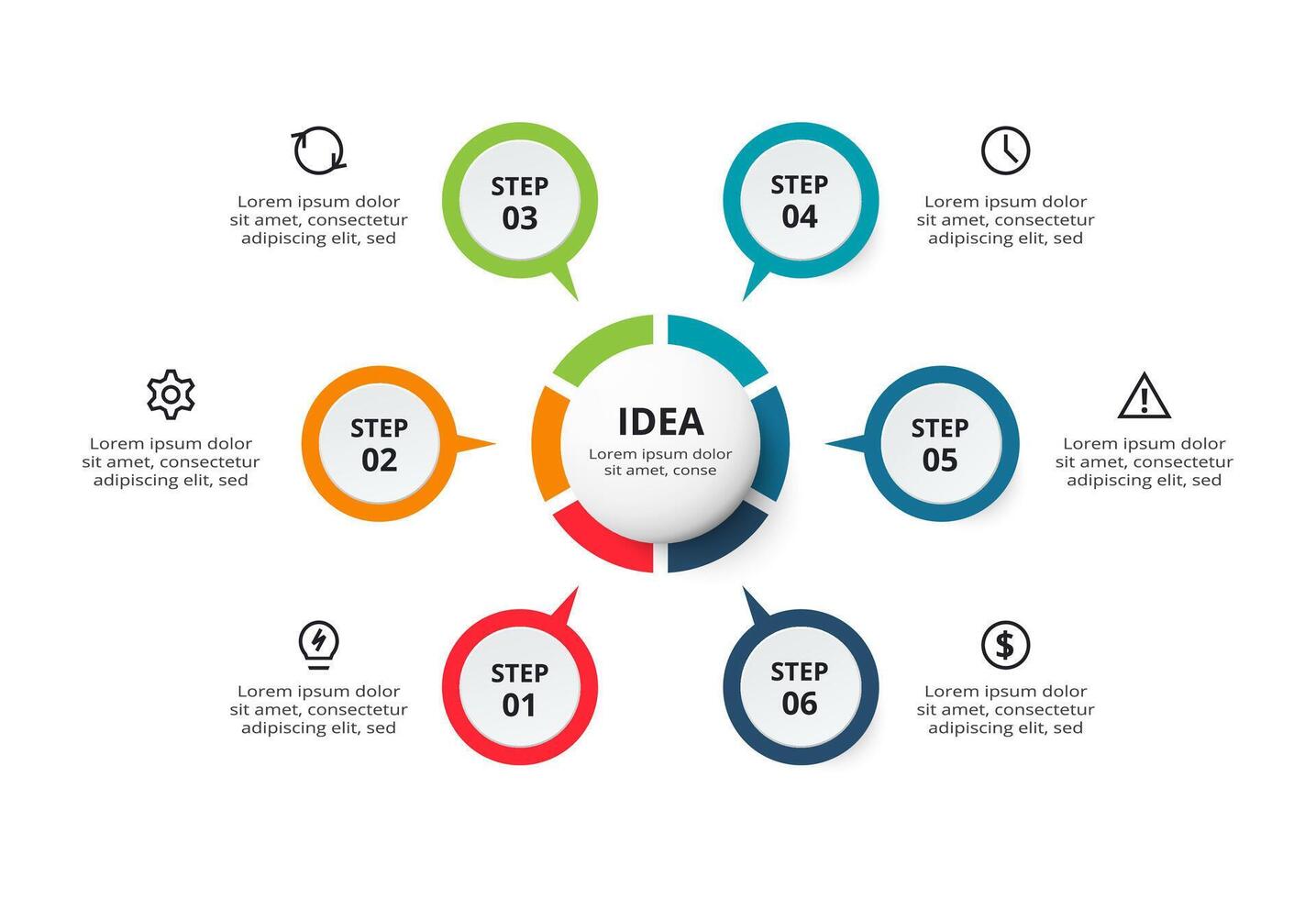 Creative concept for infographic with 6 steps, options, parts or processes. Business data visualization. vector
