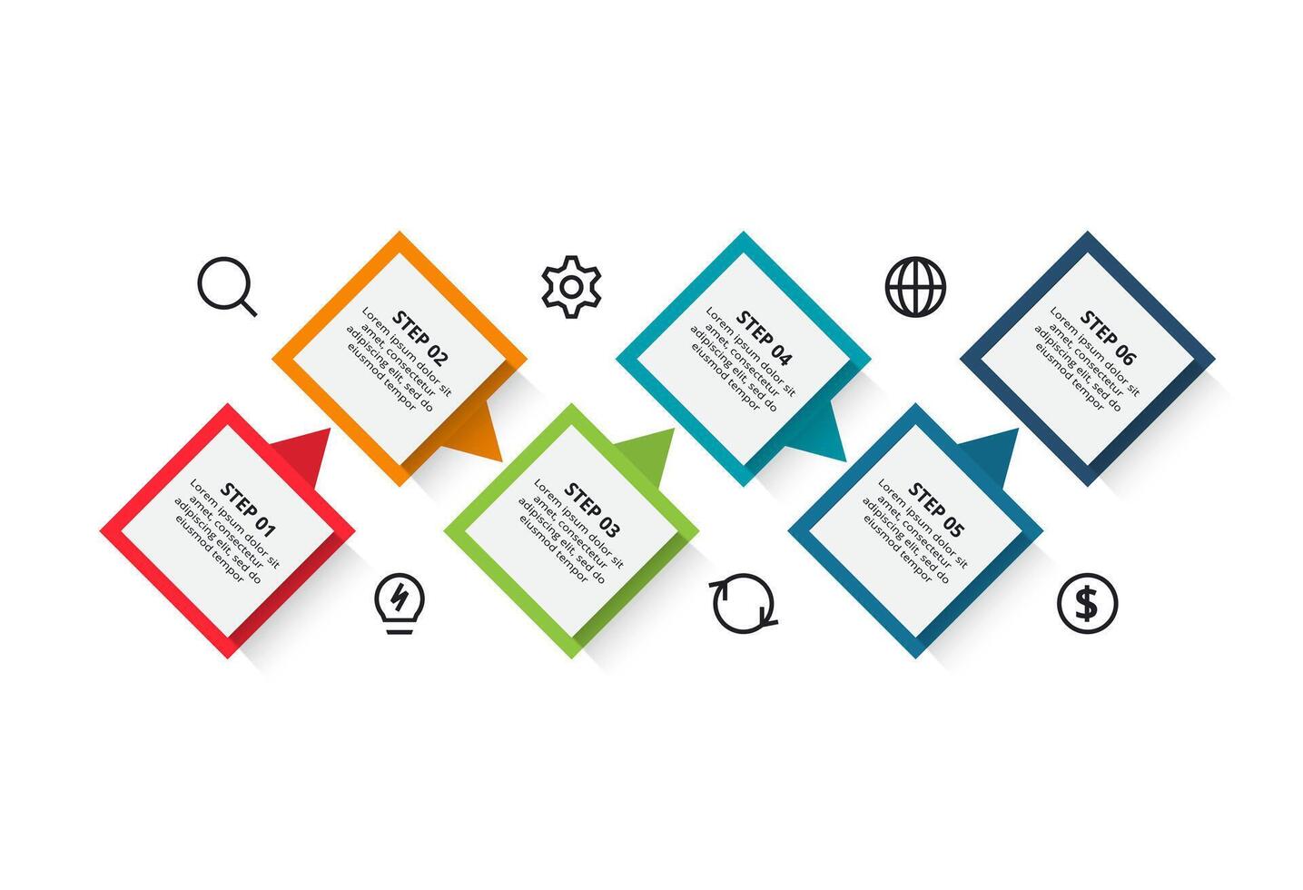 Creative concept for infographic with 6 steps, options, parts or processes. Business data visualization. vector
