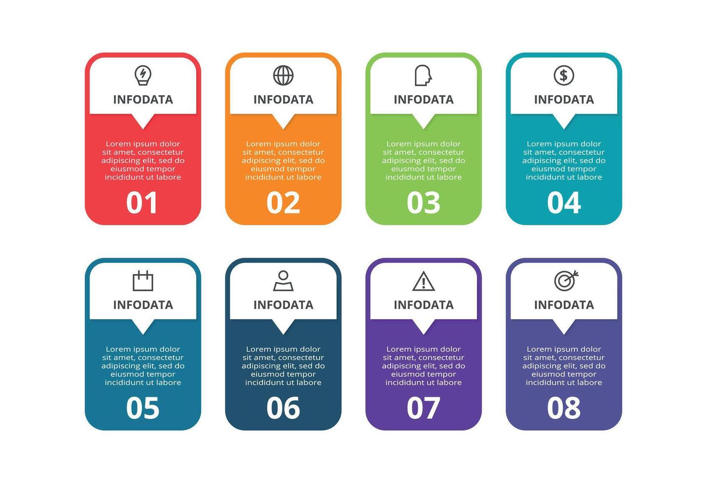 Creative concept for infographic with 8 steps, options, parts or processes. Business data visualization. vector