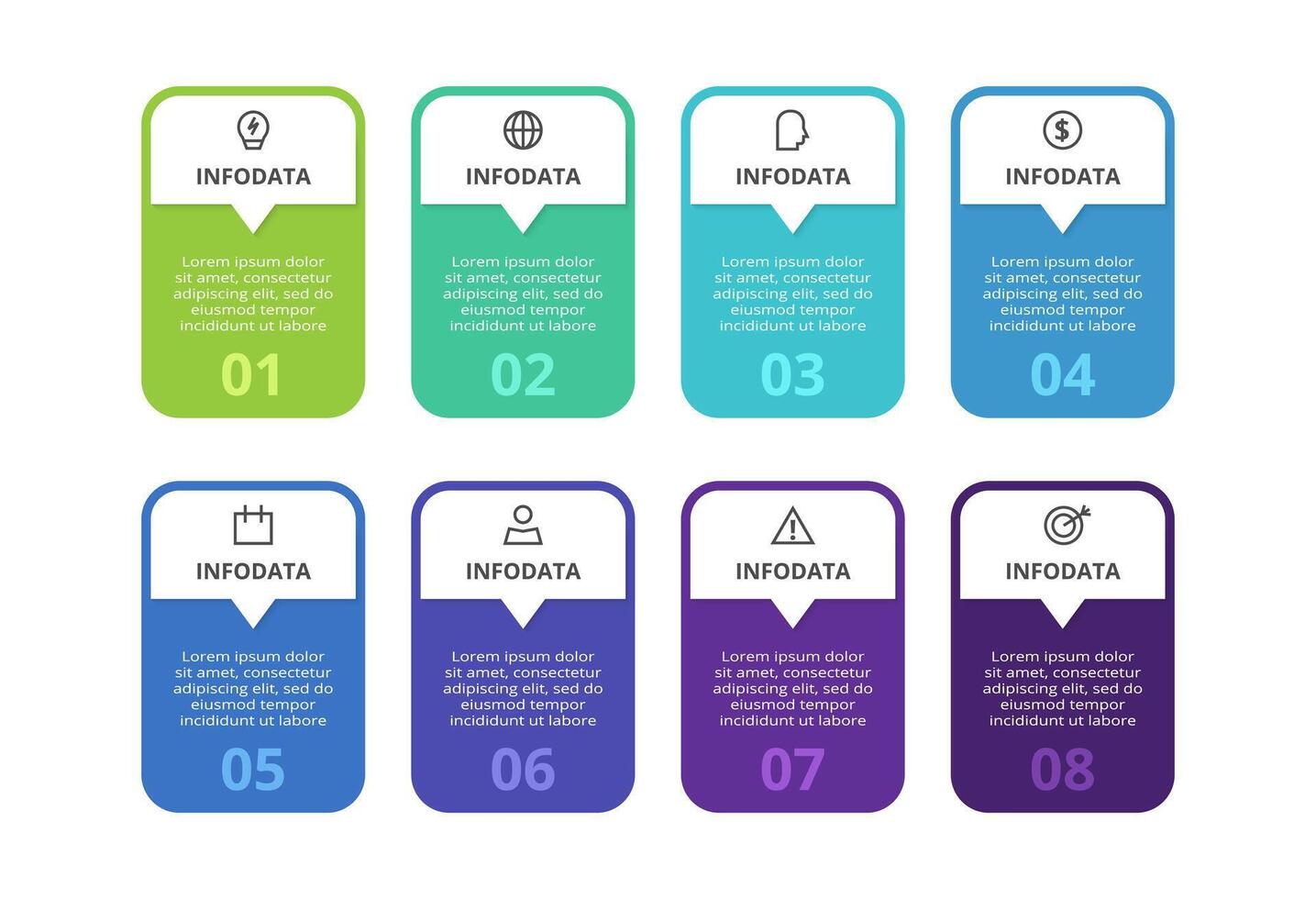 Creative concept for infographic with 8 steps, options, parts or processes. Business data visualization. vector