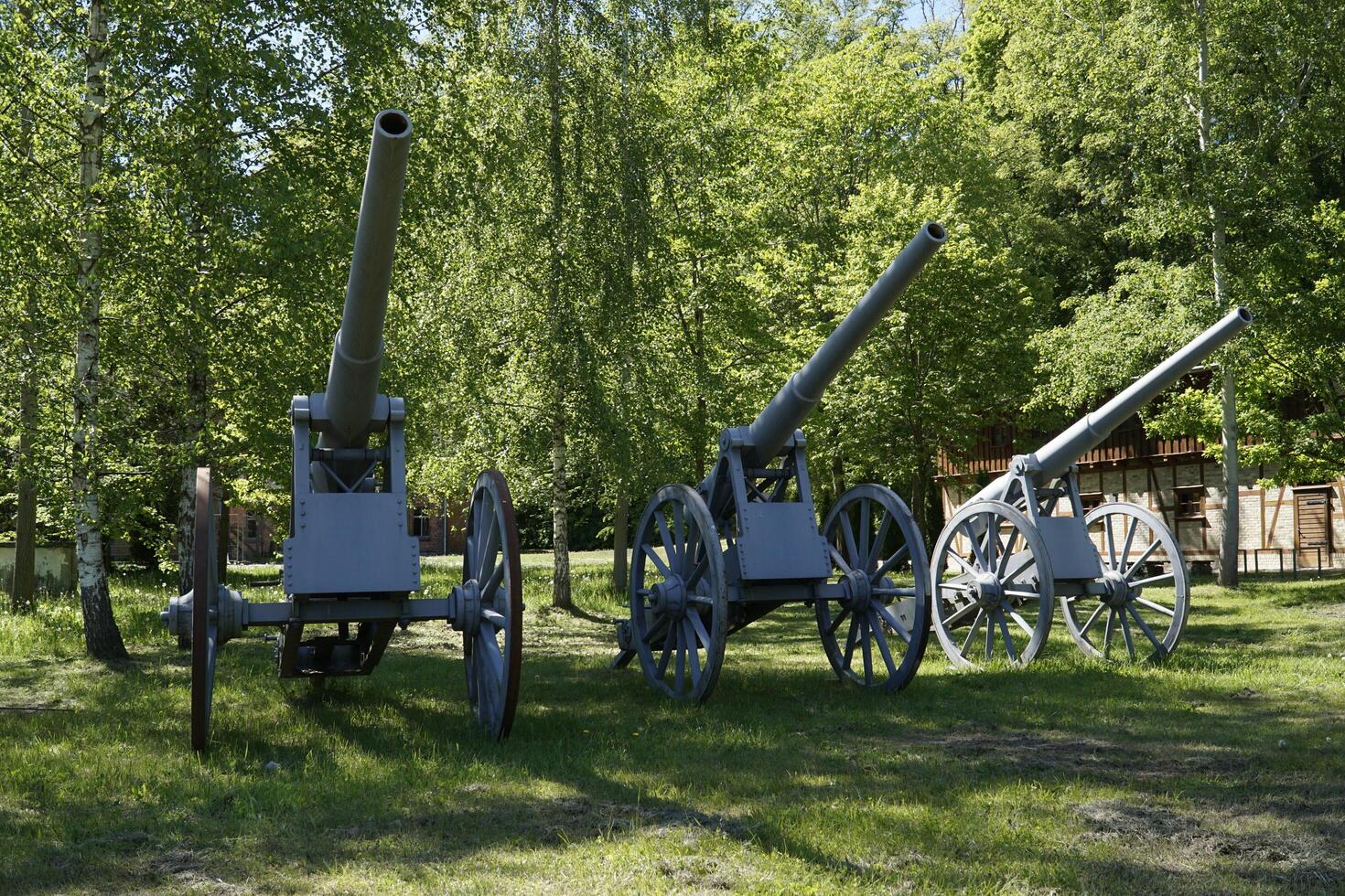 Gizycko, Poland - May 13th 2024 - Cannons at courtyard - former Prussian Boyen Fortress photo