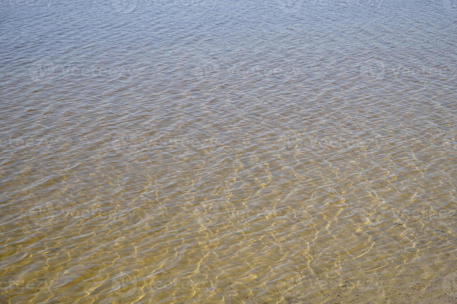 Clear and calm water surface at shore photo