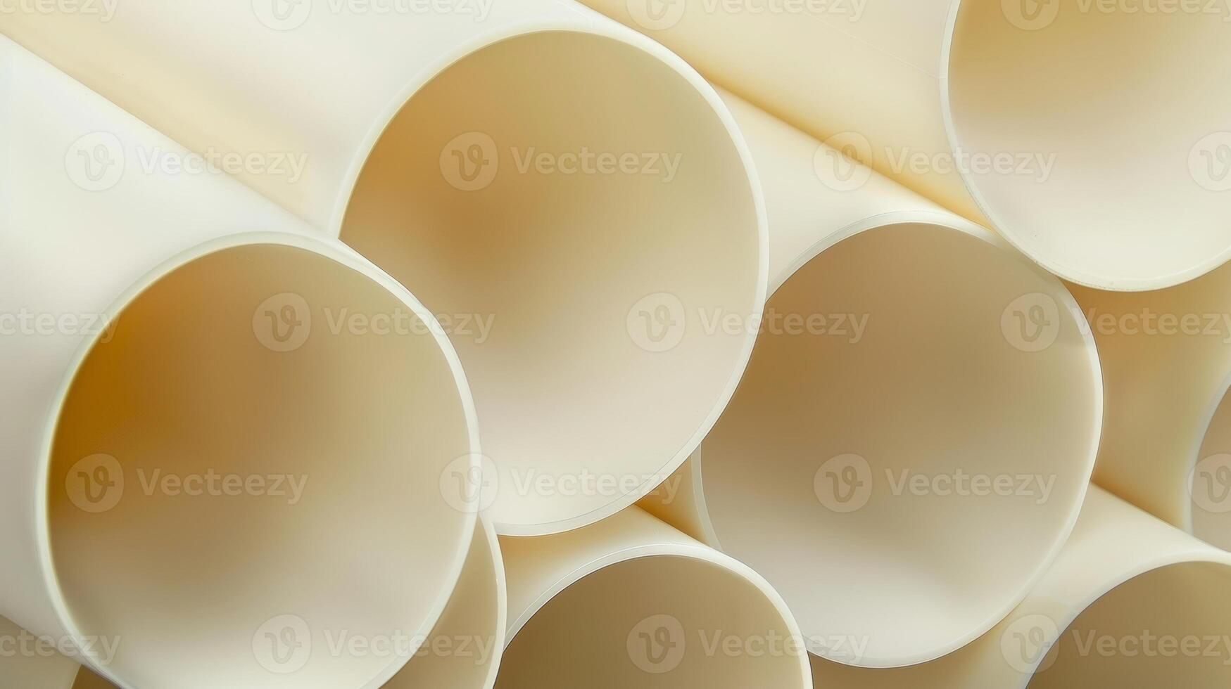 Creamcolored PVC pipe with a velvety texture and smooth rounded edges photo