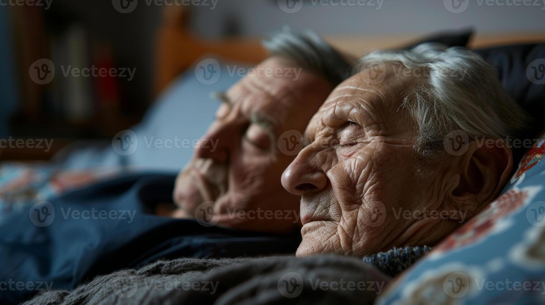 An elderly couple taking a midday nap highlighting the benefits of rest and sleep for brain function photo