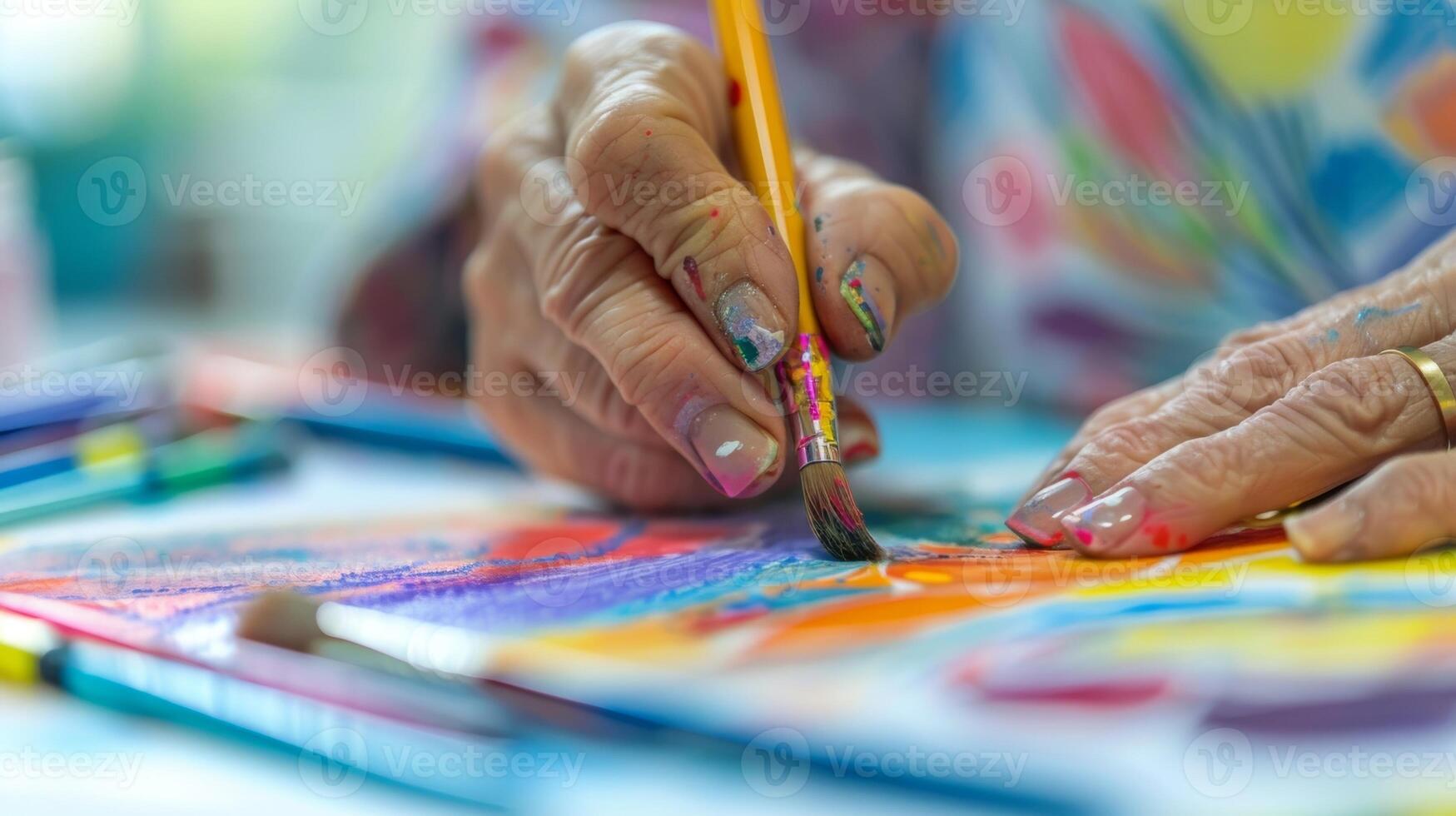 An art therapy workshop at the clinic where patients engage in creative activities to stimulate their memory photo