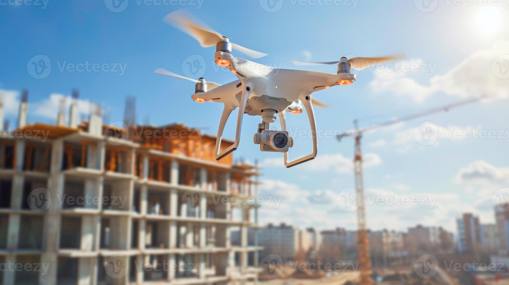 The drones GPS technology allows for precise tracking of the construction site providing accurate data on progress and site boundaries photo
