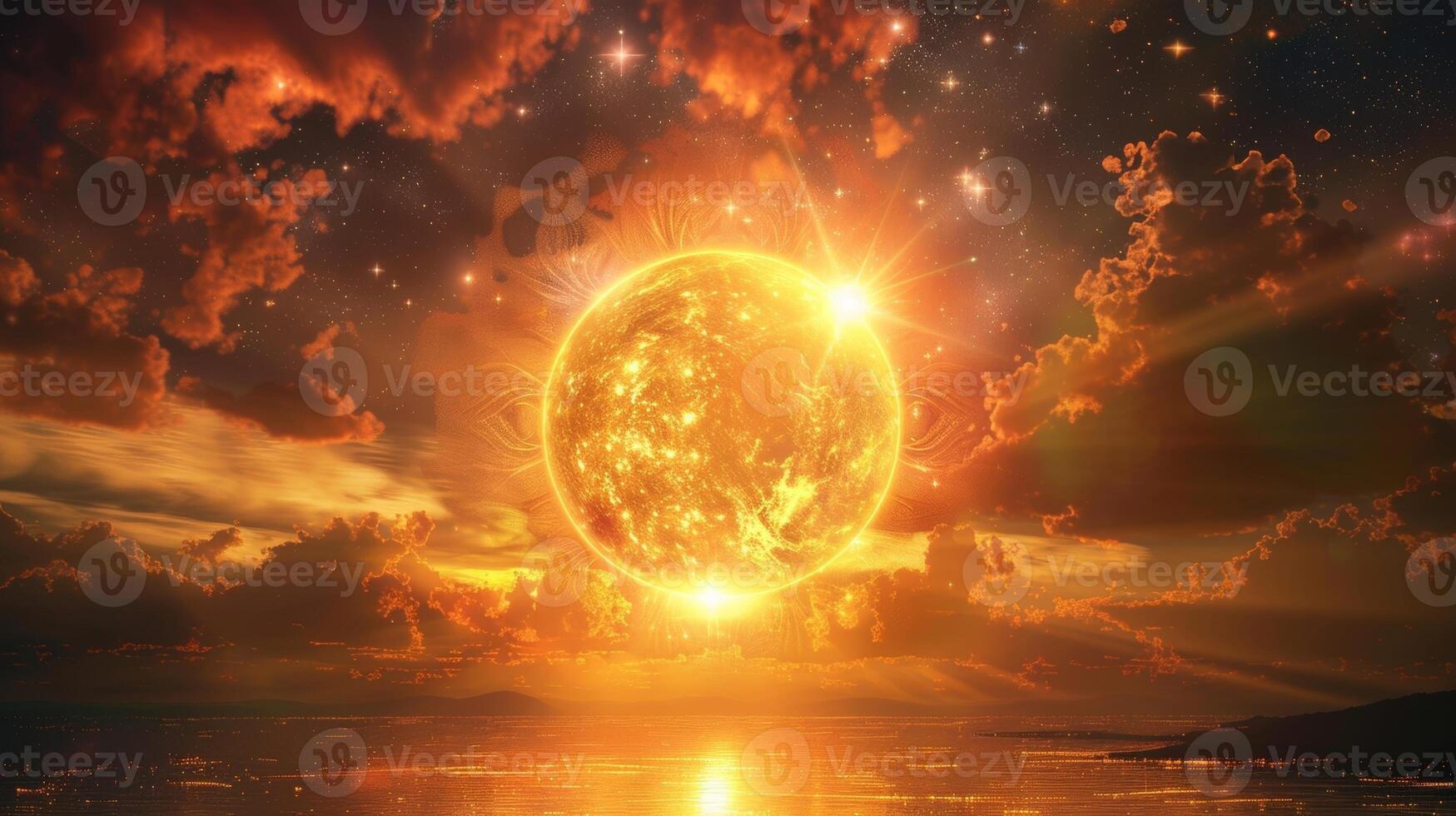 The heavens are alight with a glowing orb its size and radiance unparalleled photo