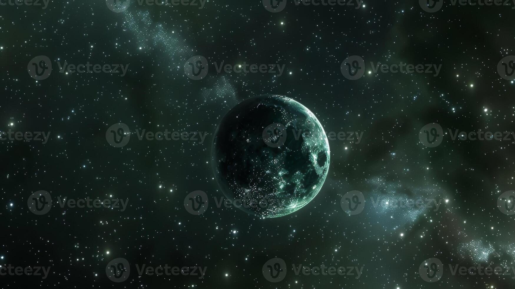 A subtle iridescent moon ring glowing amidst a blanket of stars photo
