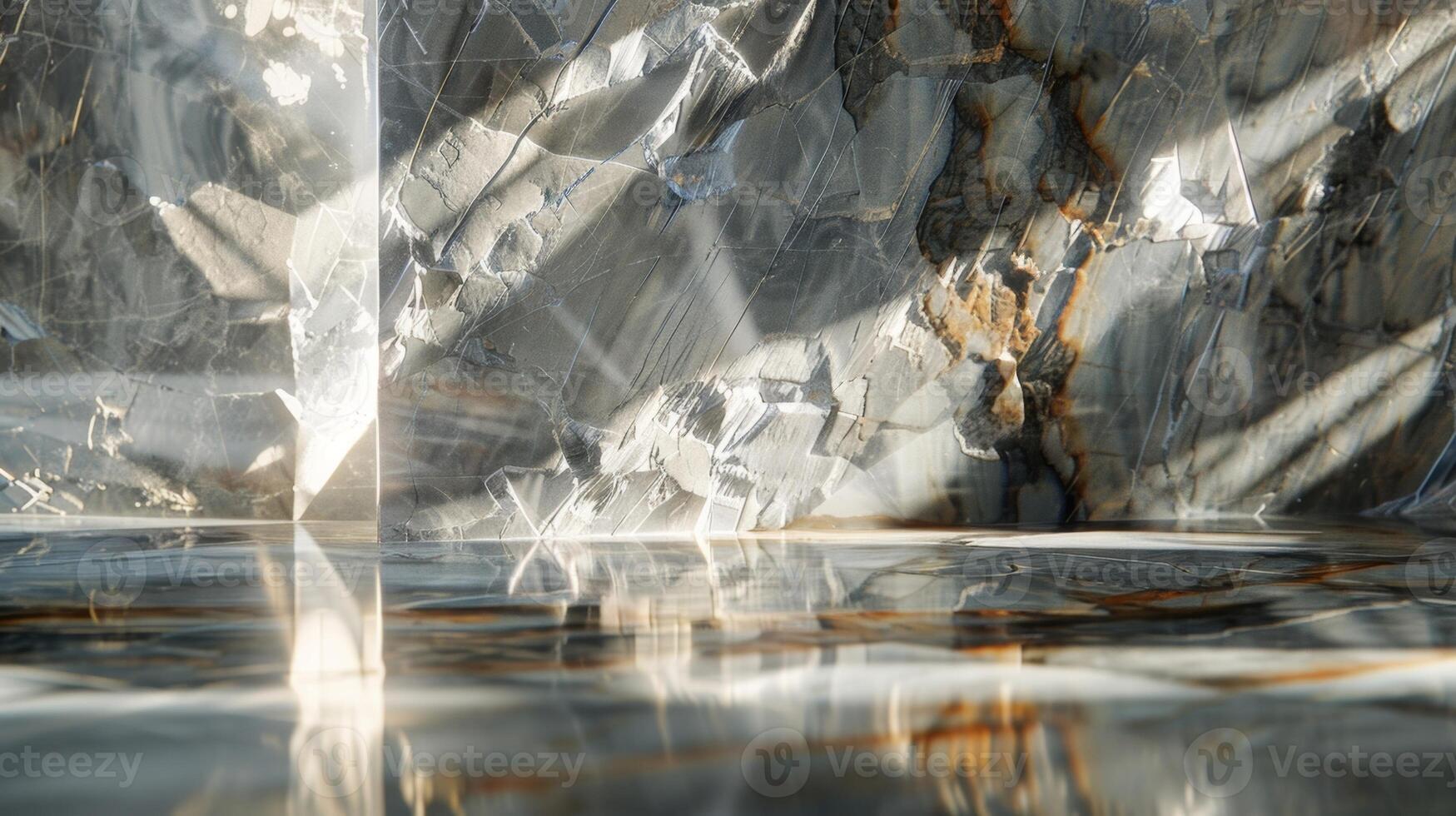 The reflective quality of a polished marble surface catching glimpses of surrounding objects and adding depth to its smoothness photo
