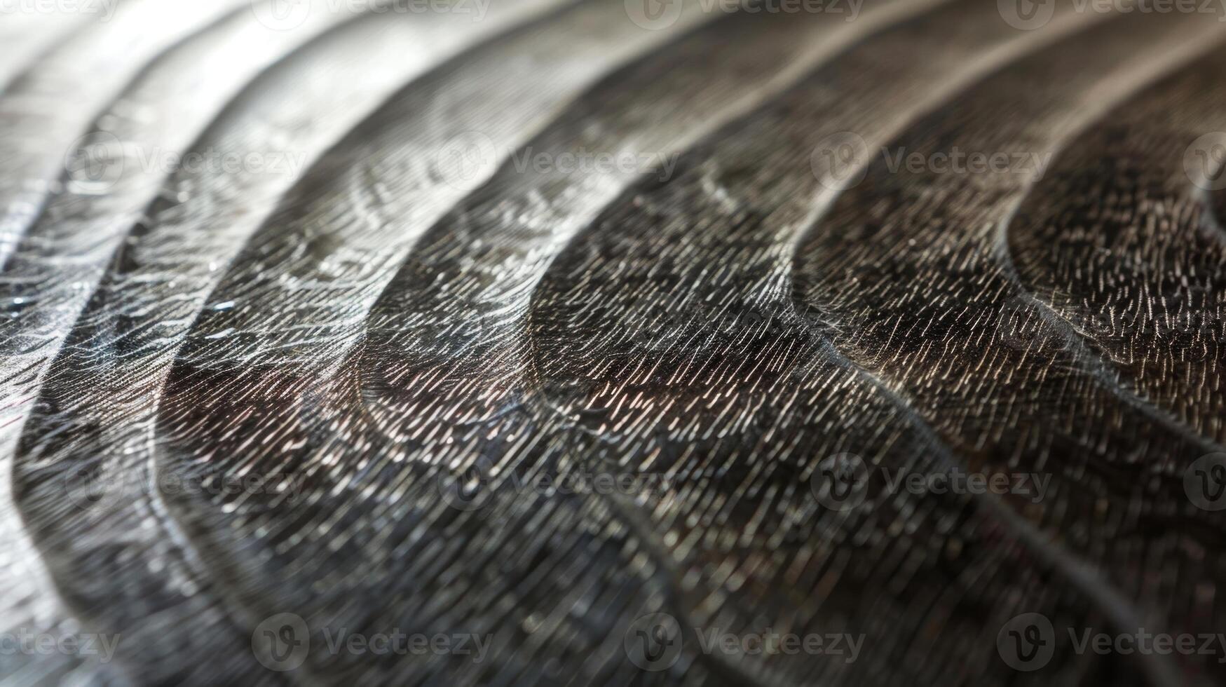 A closeup of steel brushed to perfection with subtle ridges and grooves that create a velvety smooth feeling under the fingertips photo