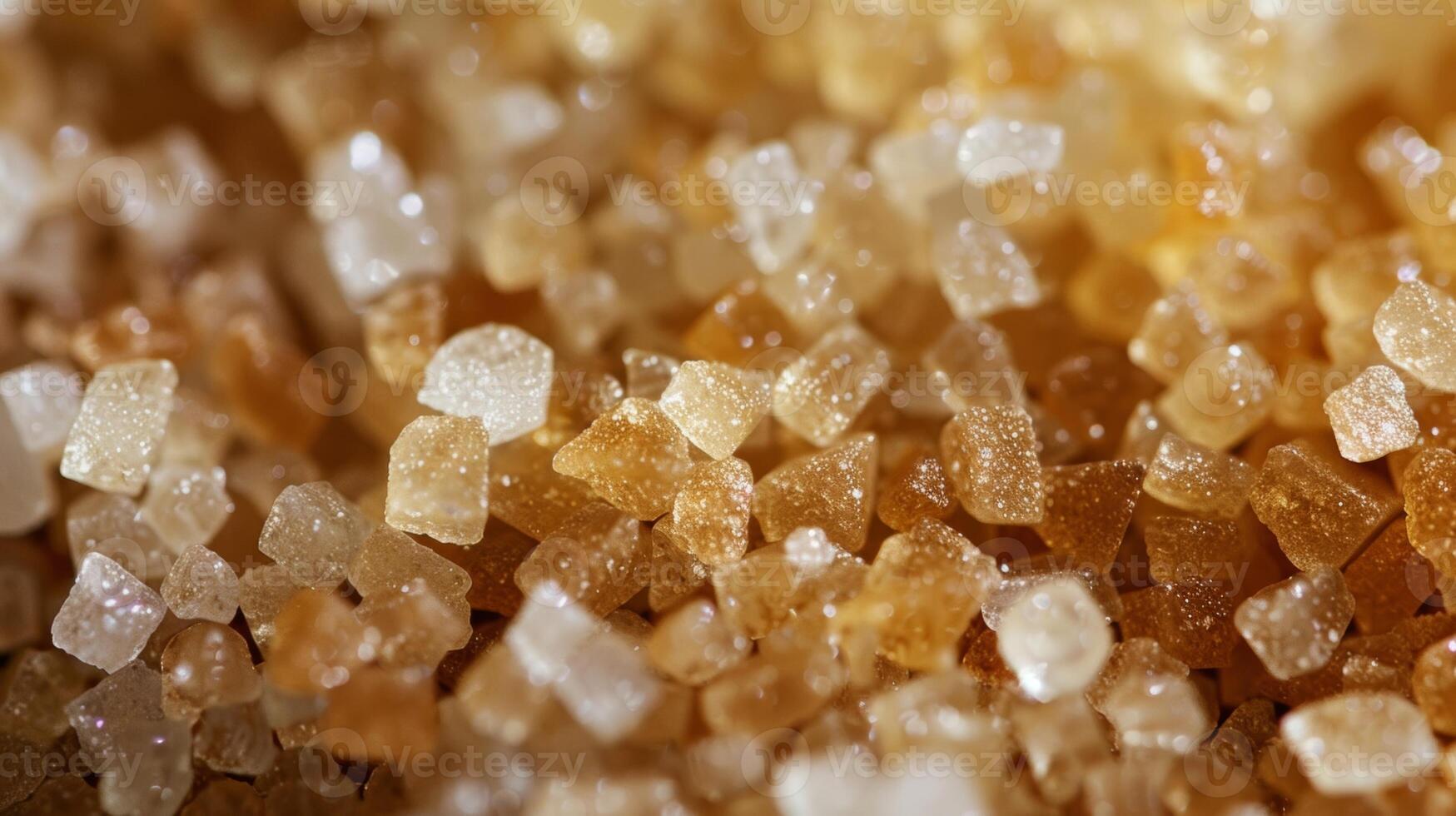 A macro shot of sugar granules showcasing their irregular shapes and sizes photo
