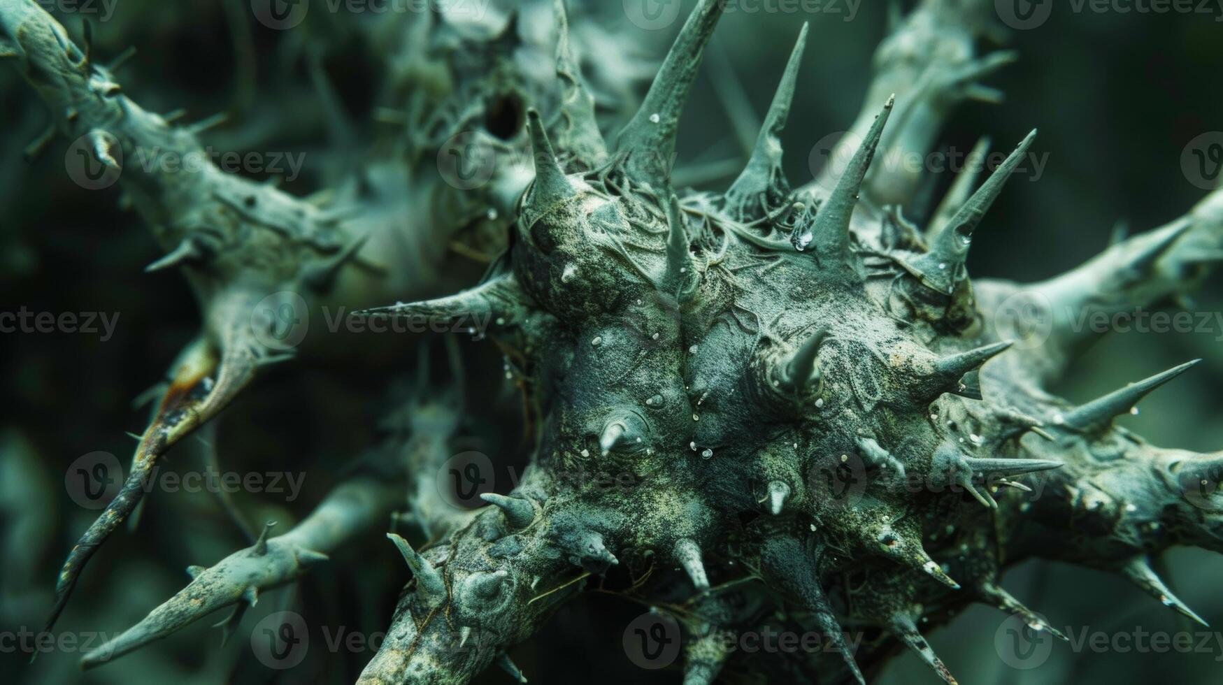Rough armorlike skin covered in sharp menacing thorns like a living fortress photo