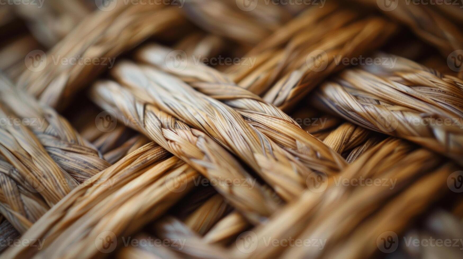 A macro shot of tightly woven rattan revealing the natural imperfections and irregularities in the fibers highlighting the natural and earthy feel of the material photo