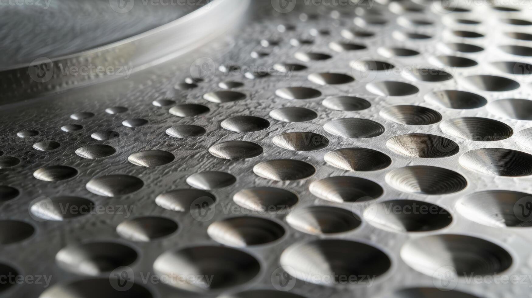 Tiny circular indentations dot the surface of the brushed stainless steel adding depth and dimension photo