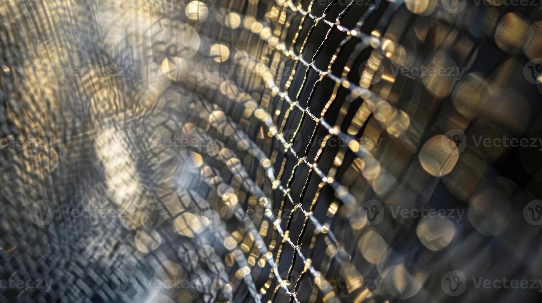 The gleaming surface of the mesh reflecting light and creating a mesmerizing gridlike pattern photo