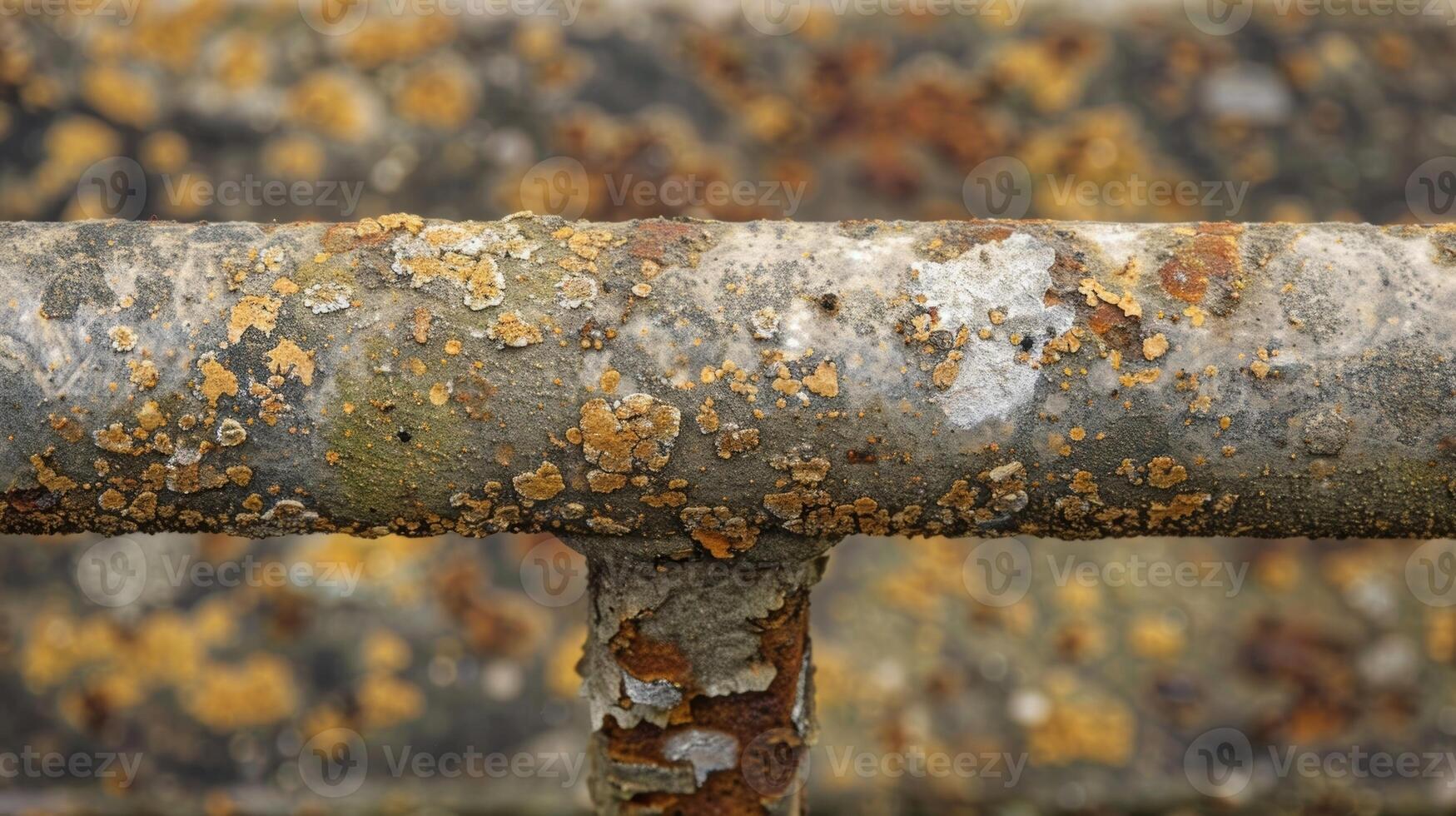 A section of a handrail covered in a thick layer of grime and dotted with small tered scratches photo