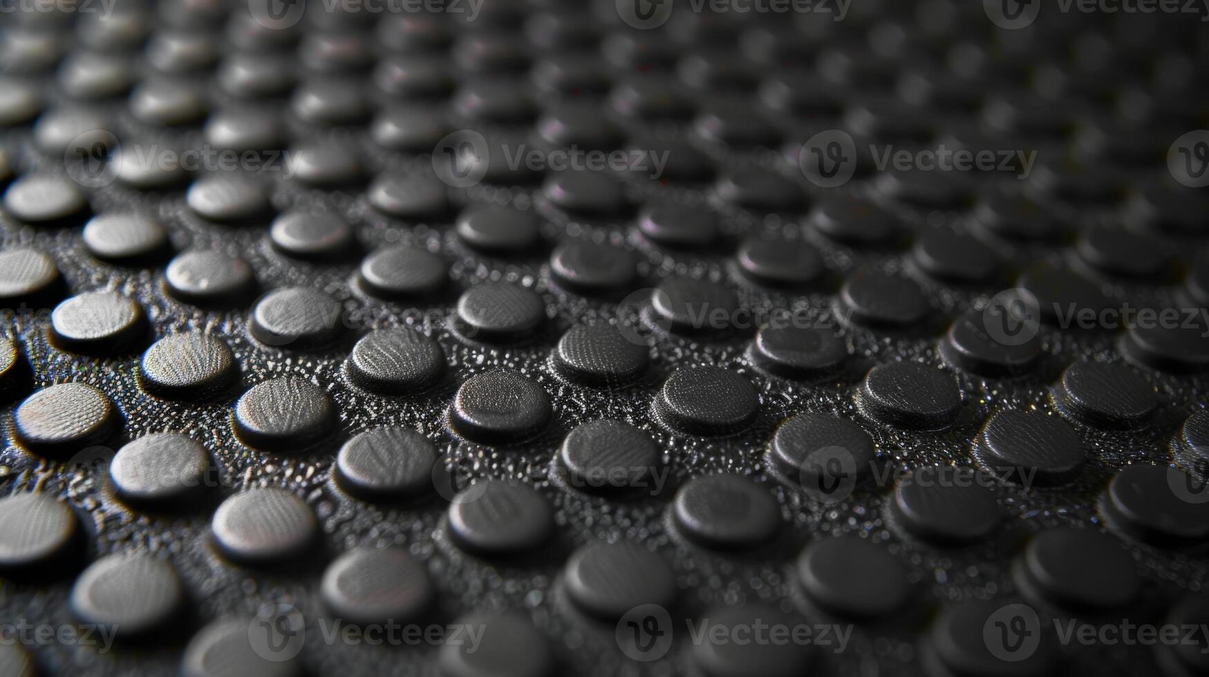 A macro shot showcasing the intricate details of a rubber mats beehivelike pattern with small circles and hexagons in varying sizes photo