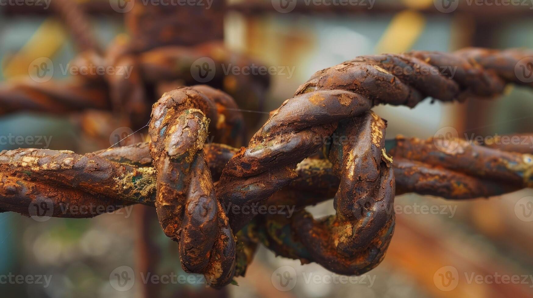 The rusted wires of the fence intertwining and bending adding a sense of movement to the still object photo