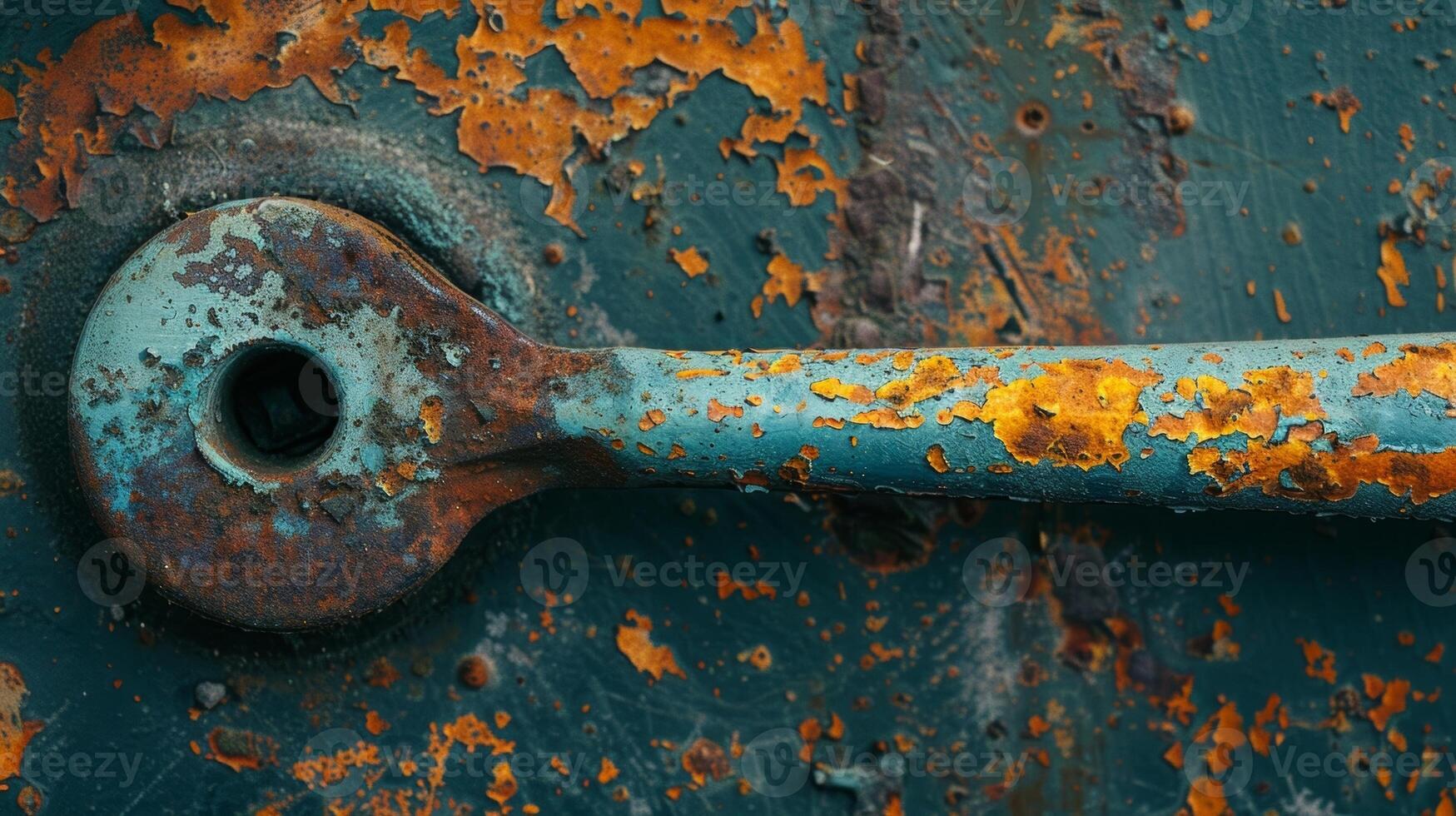 The faded grip of a plastic handle worn down from countless hours of hard work photo