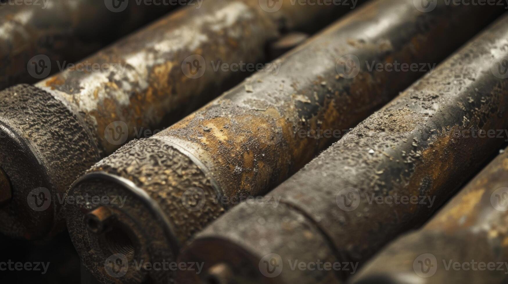 Worn and Smoothed A detailed shot of smooth worn down rollers that have lost their original texture and now have a polished appearance from repeated use photo