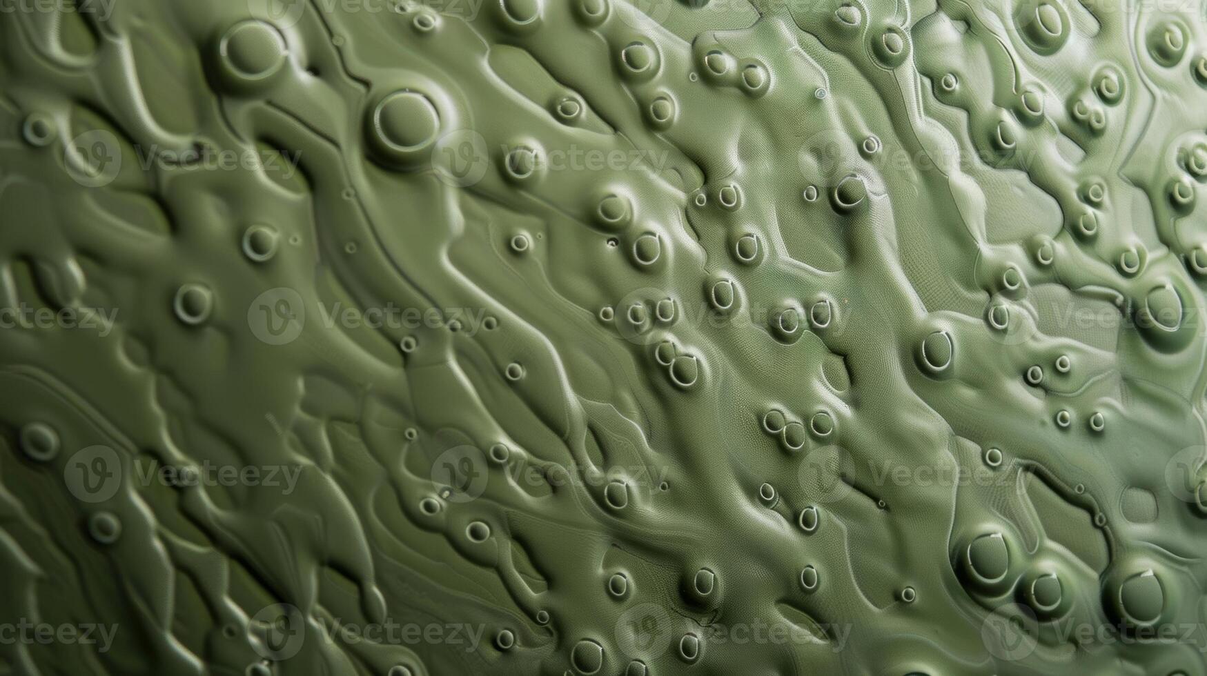 A detailed shot of a textured silicone in a muted green color displaying a subtle pattern of small curved lines and tiny bubbles throughout photo