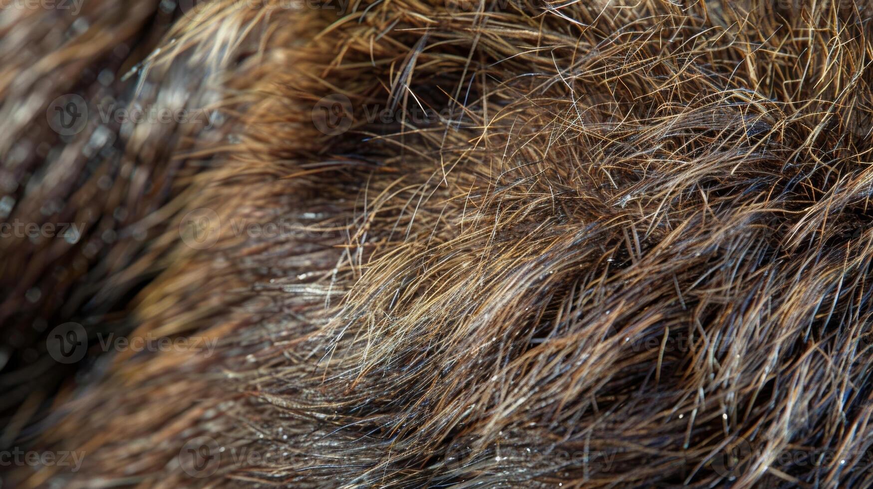 The closeup reveals the finely textured guard hairs that protrude from the fuzzy fur providing an added layer of insulation and giving the animal a distinct appearance photo