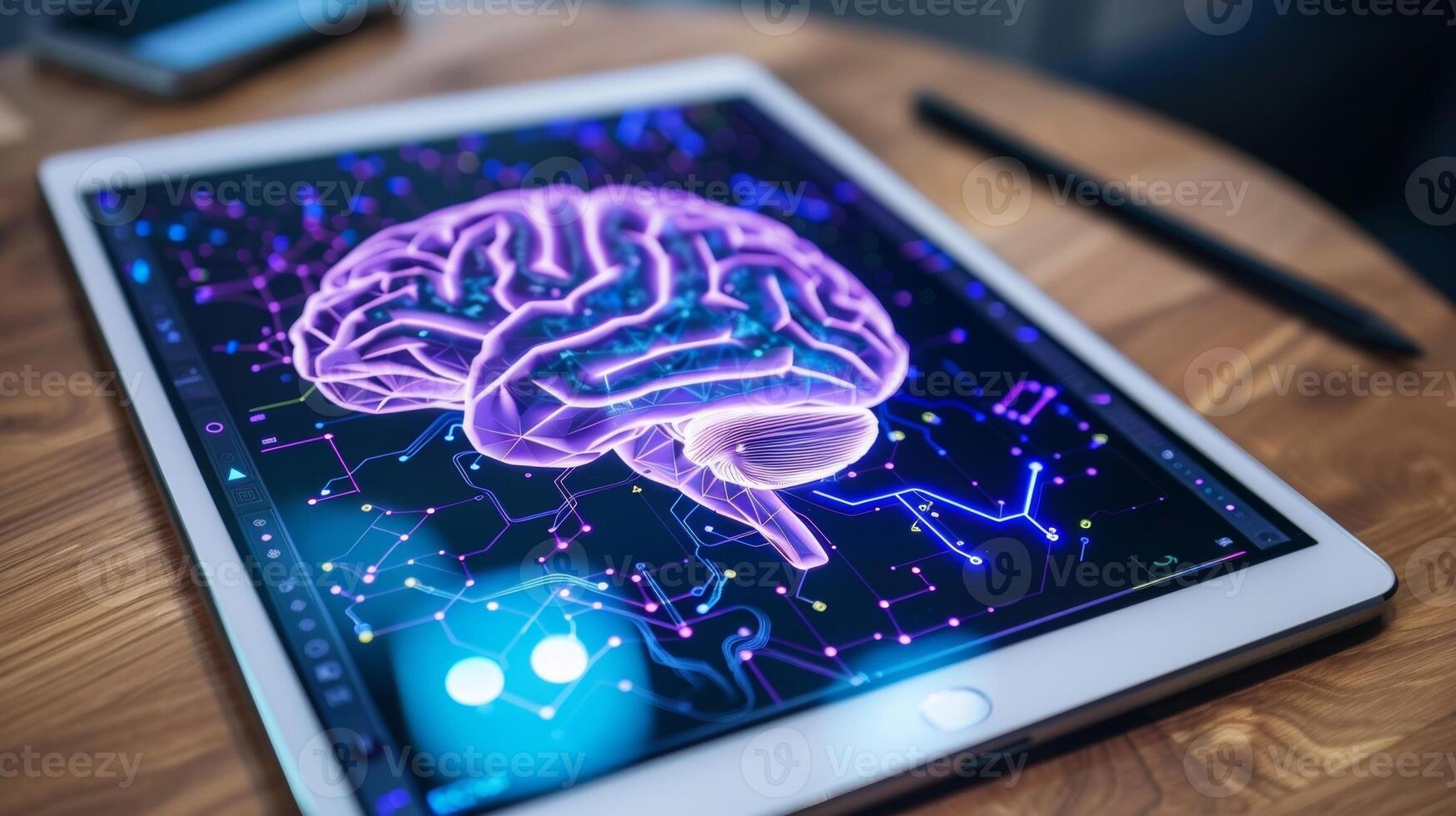 A tablet displaying a brain challenge game aimed at improving attention and focus photo
