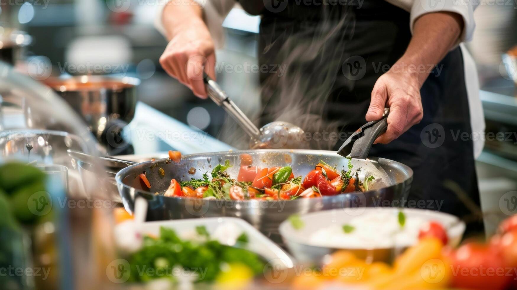 A person preparing a healthy meal during a cooking demonstration at a brain health seminar photo