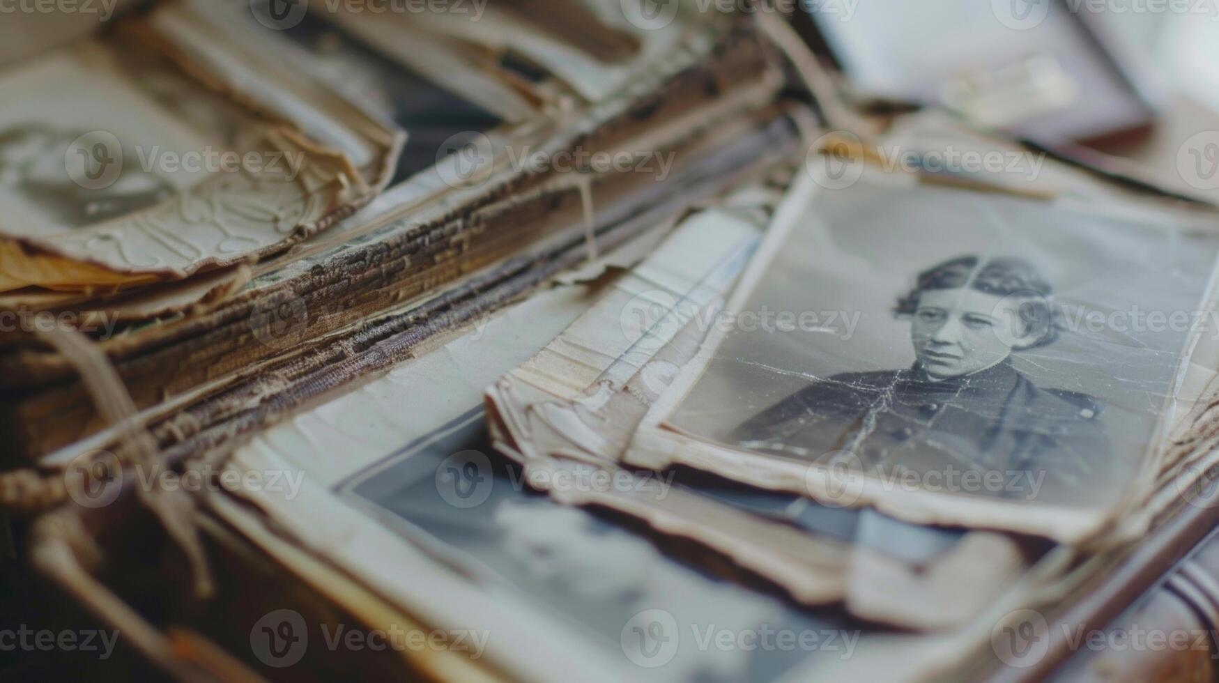A before and after shot of a memory book showing how old photos have been restored and organized