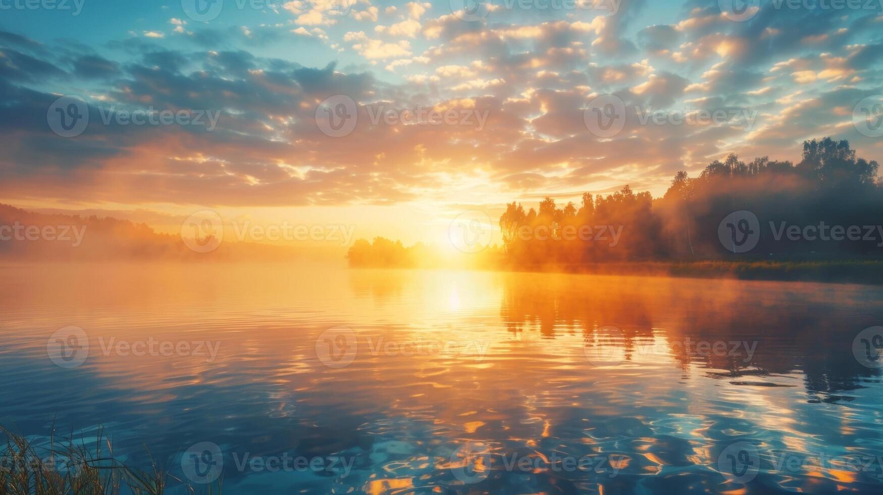 A sunrise over a quiet lake symbolizing the peaceful and reflective moments often experienced by those with cognitive decline photo