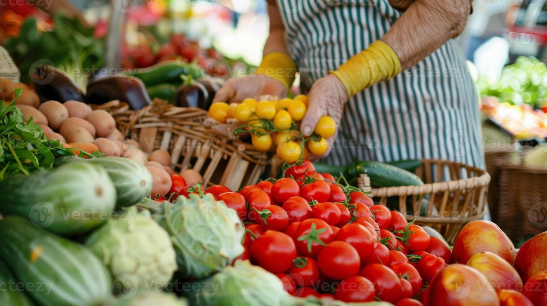 A person shopping for ingredients at a local farmers market emphasizing the value of choosing fresh locallysourced foods for a brainhealthy diet photo