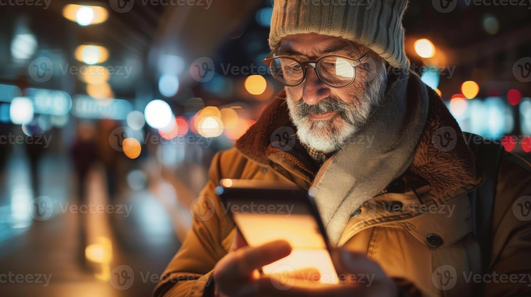 A man using handheld light therapy device while traveling showcasing its accessibility and convenience photo