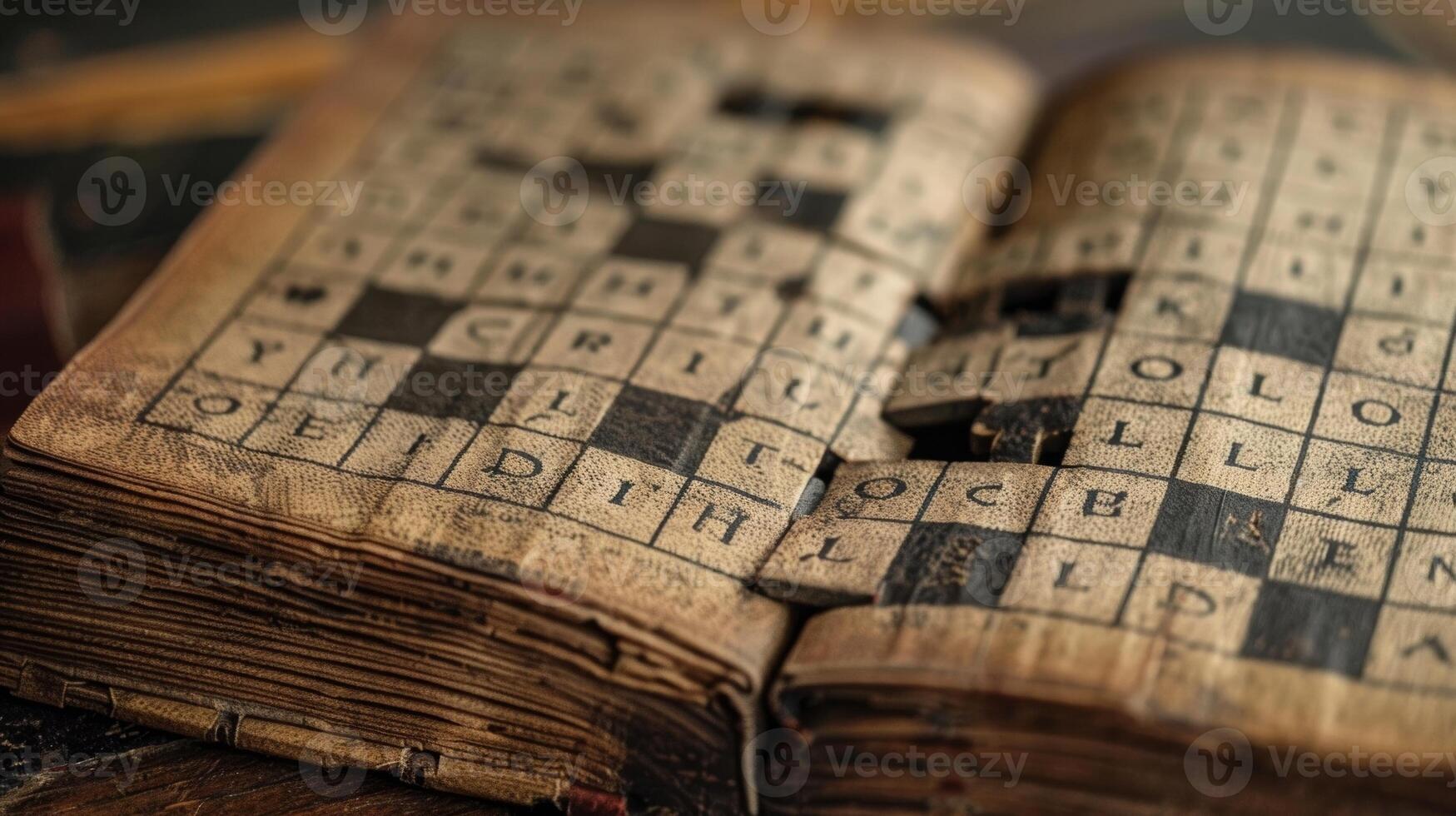 A photograph of an empty incomplete crossword puzzle representing the struggle to recall words and information in those with memory disorders photo