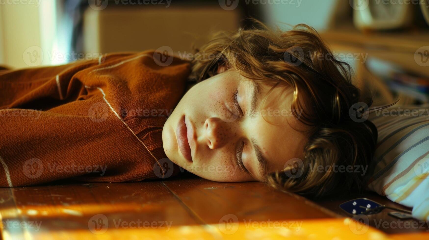 A photo of a caregiver sleeping with their head resting on a desk symbolizing exhaustion and burnout
