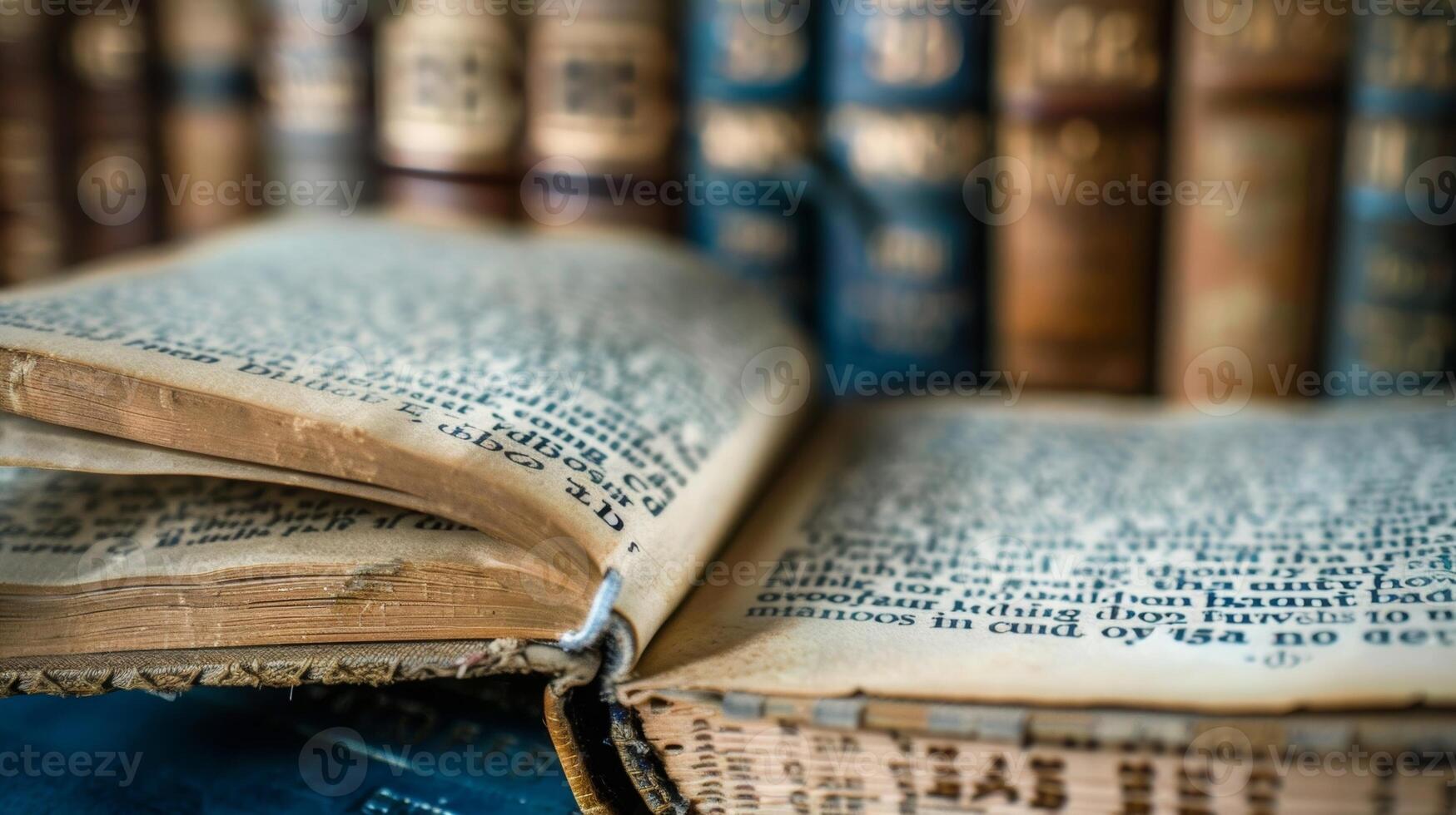 A book with large clear font next to another book with small blurry letters representing the challenges of reading for an elderly person with visual impairment photo