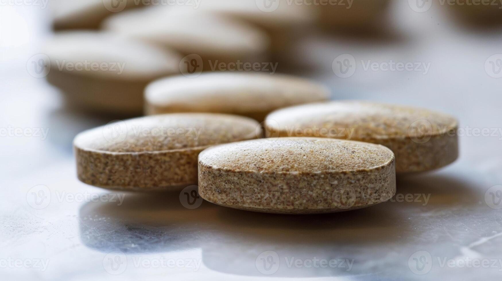 A closeup of a tablet made up of natural ingredients known to support brain health including ginkgo biloba and omega3 fatty acids photo
